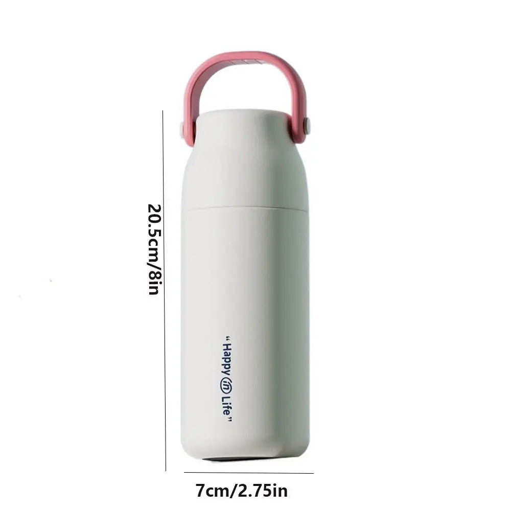500ml Handheld Vacuum Thermos Bottle – 316 SS Interior, 360° Leakproof, CIQ Certified, Light Green/White/Orange