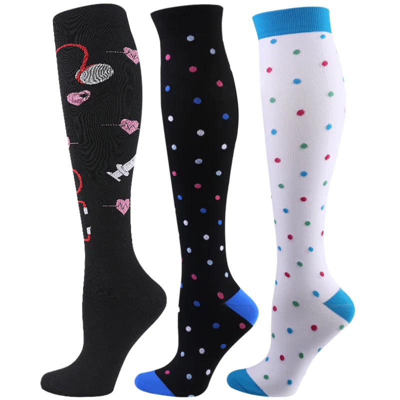 Knee High Compression Socks 20-30mmHg – 3 Pairs for Diabetes, Varicose Veins, Edema, Nurse & Running