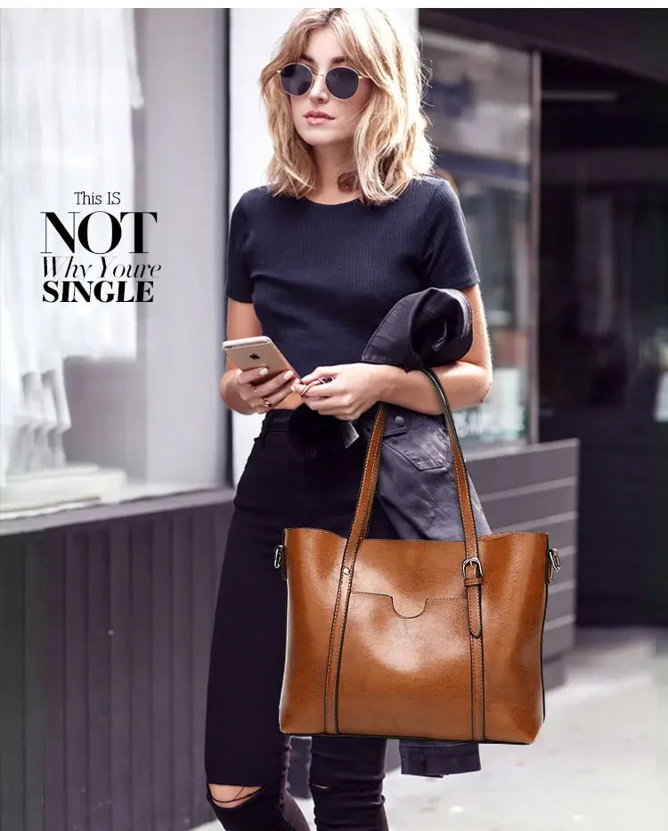 Vintage Oil Wax TPU Shoulder Bag – Hard Shell Tote Crossbody Satchel for Women