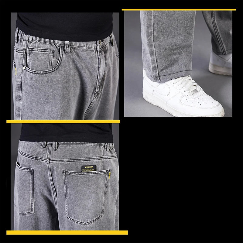 Men's Plus Size Loose Jeans — High Stretch Denim Pants in Big & Tall Sizes 30–50