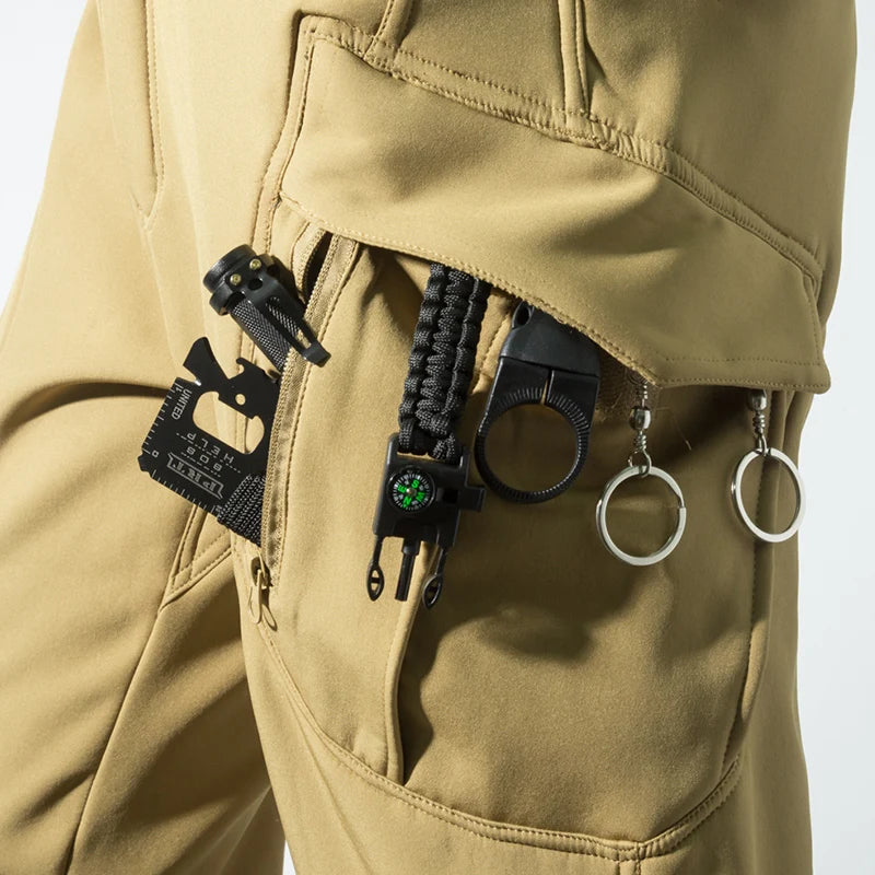 Men's Fleece Softshell Cargo Hiking Pants — Outdoor Tactical Trousers M–5XL