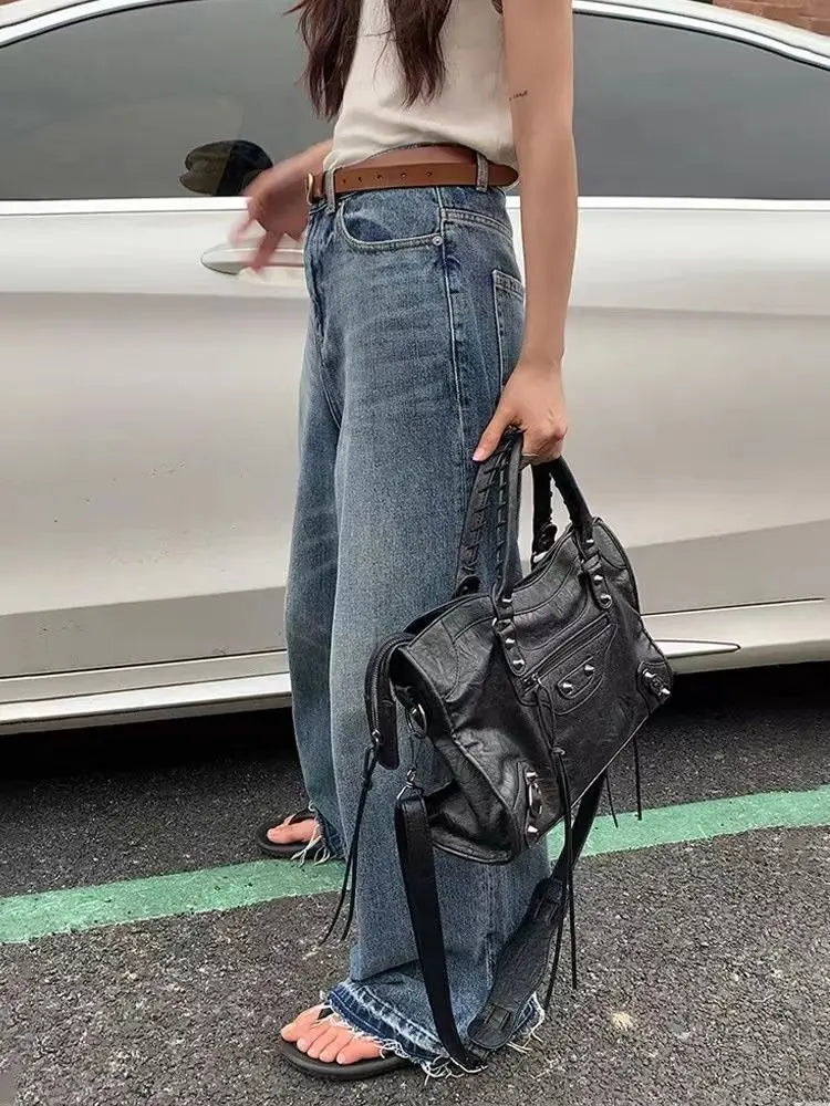 Y2K Motorcycle Crossbody Bag – Trendy PU Leather City Tote & Shoulder Handbag for Women