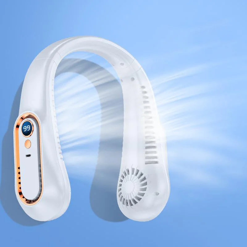 Lenovo 8000mAh Bladeless Neckband Fan — Digital Display USB Rechargeable Portable Neck Air Cooler