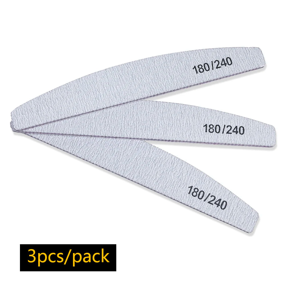Nail File Buffer 100/180 Grit – Double-Sided Half Moon Sandpaper Nail Sanding & Manicure Tool