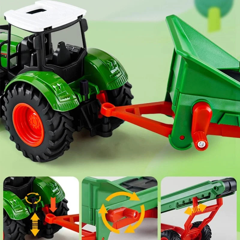 Large Scale Farm Tractor Toy Playset with Trailer & Accessories – DIY Farmer Transport Set