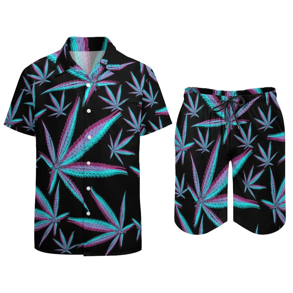 Men's Psychedelic Magic Mushroom 3D Print Shirt & Beach Shorts – Oversized Hawaiian Set