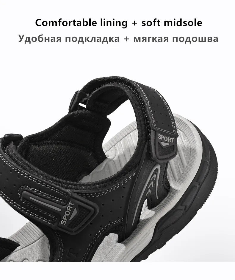 Men's Casual Leather Beach Sandals – Lightweight Gladiator Style