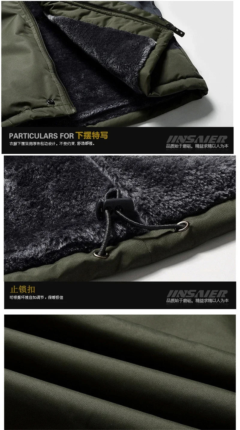 Men's Thick Waterproof Hooded Parka – Plus Size Military Fleece Jacket up to 9XL