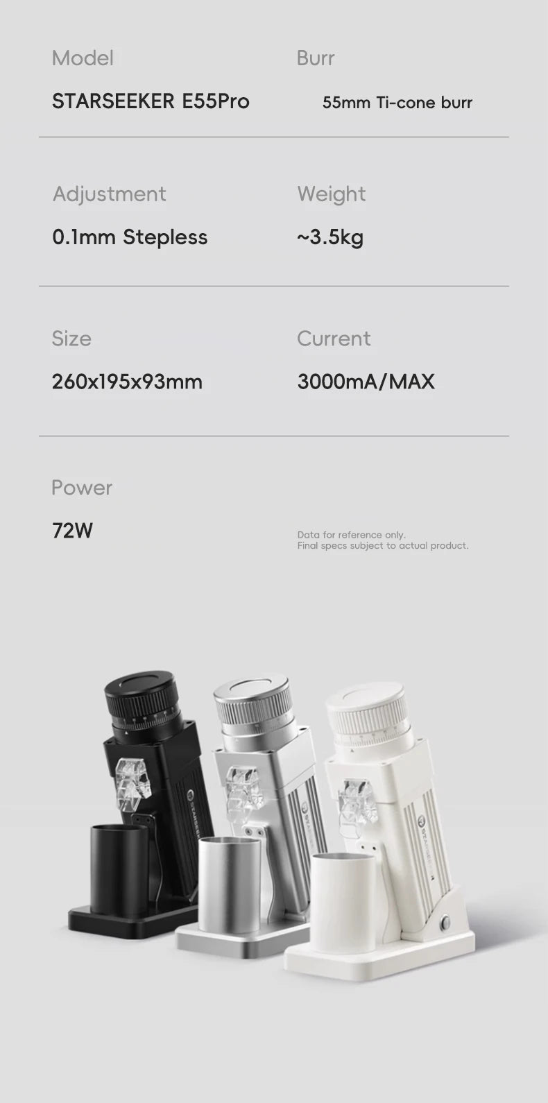 Electric Burr Coffee Grinder — 72W Conical Burr, 11+ Grind Settings, Aluminum Body
