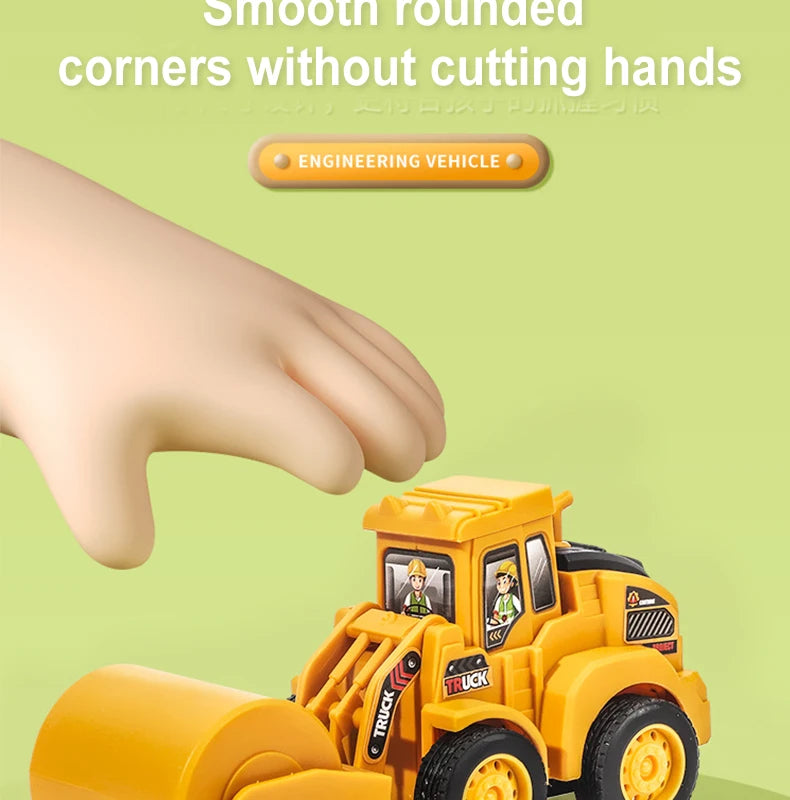 Press & Slide Construction Vehicle Toy – Excavator, Bulldozer & Road Roller for Kids