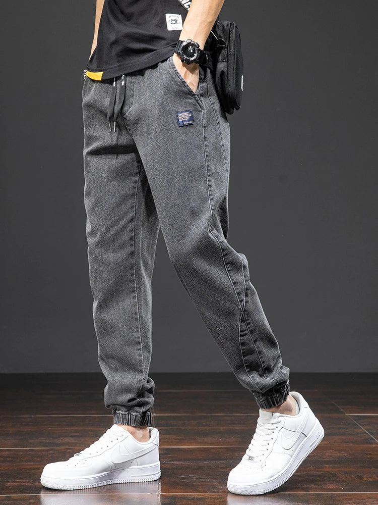 Men's Baggy Cargo Denim Jogger Pants — Streetwear Harem Jean Trousers Plus Size