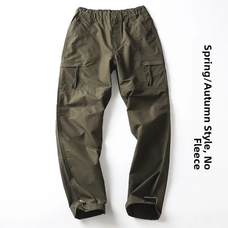 Men's Fleece-Lined Waterproof Hiking Pants — Loose Windproof Outdoor Workwear
