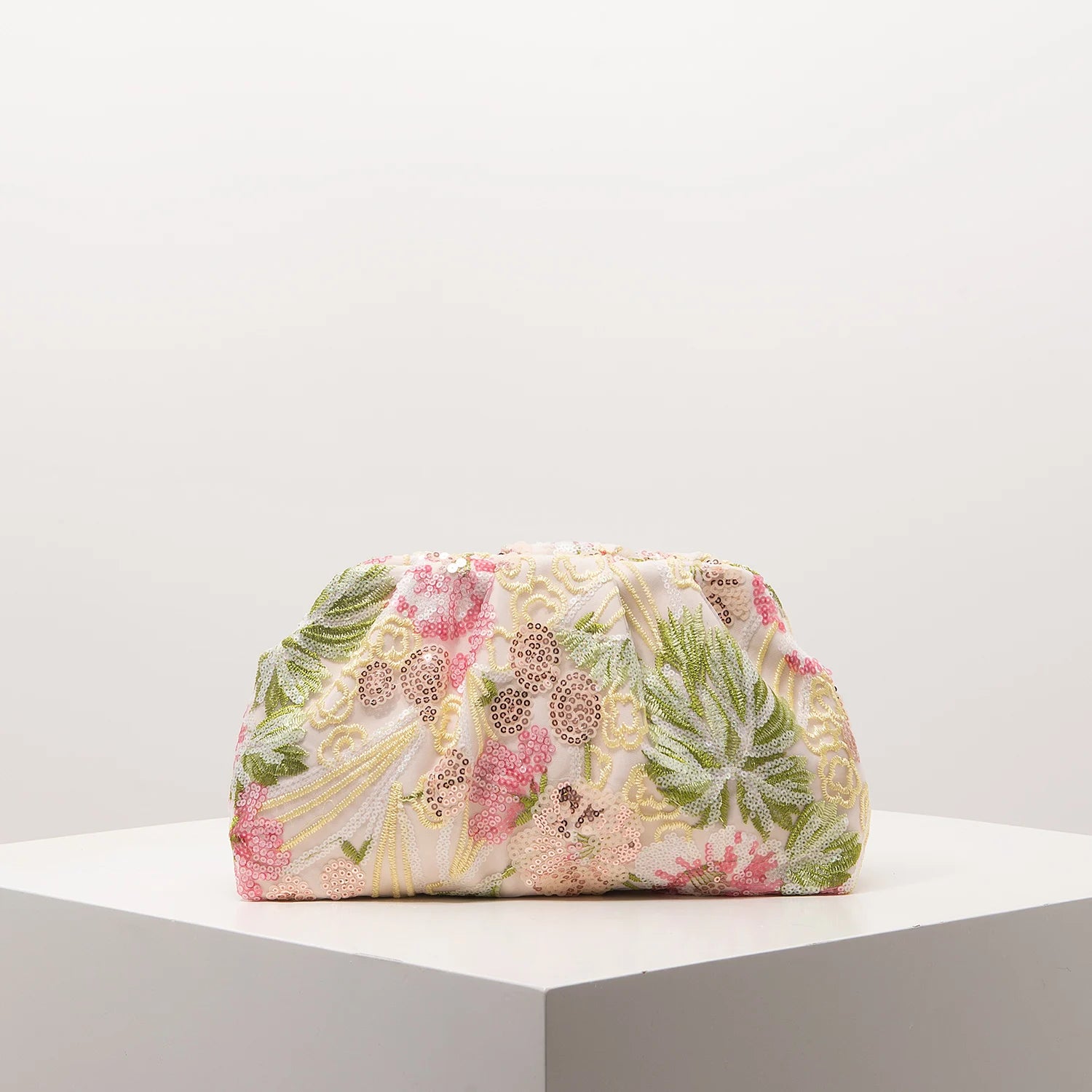 Sequin Floral Embroidery Clutch Bag – Gala Night Party Prom Wedding Evening Bag for Women