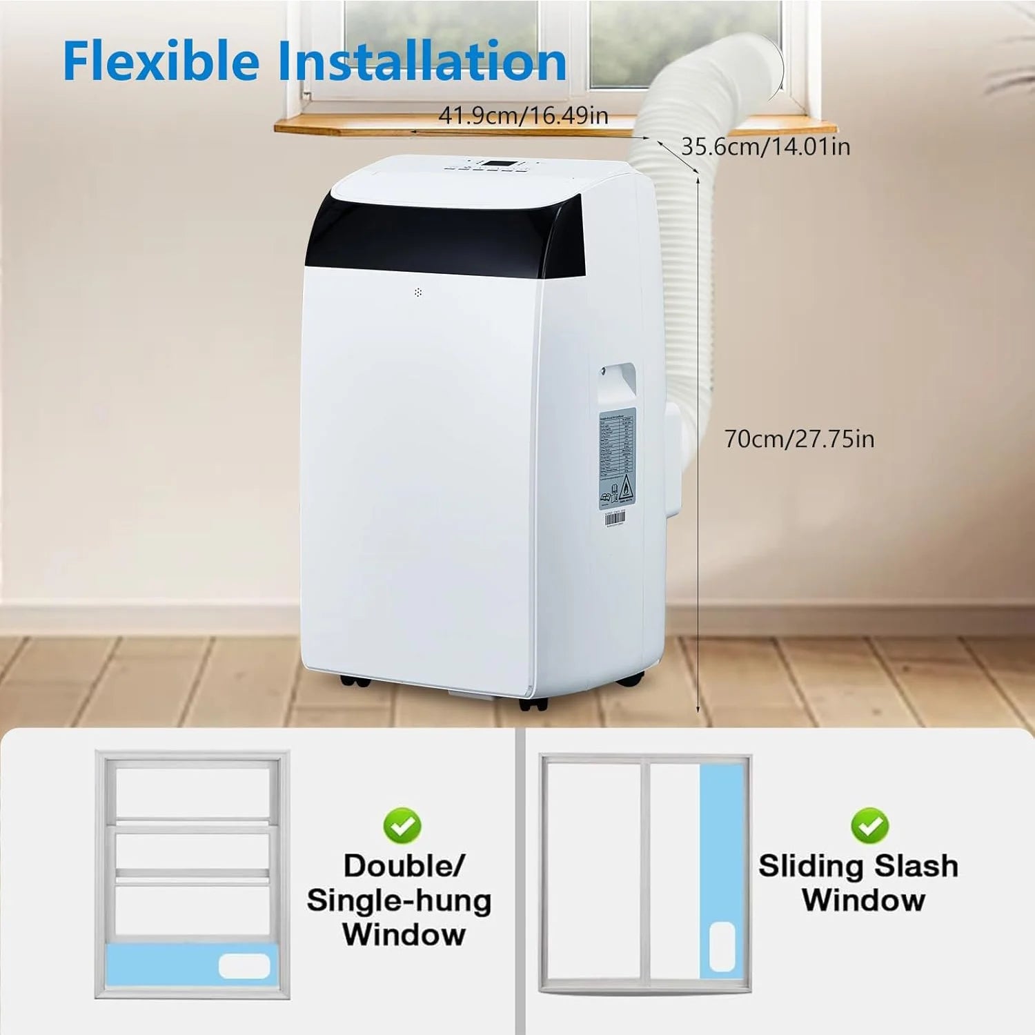 14,000 BTU Portable Air Conditioner — 3-in-1 Free-Standing AC Unit with Fan, Dehumidifier, Remote & Sleep Mode