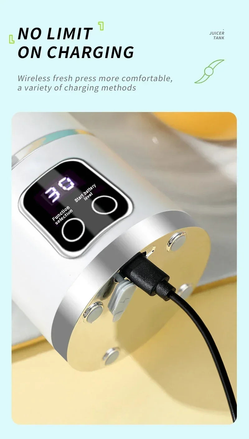 Portable Electric Juicer 450ML — 8-Blade Travel Blender for Fresh Juice, Shakes & Smoothies