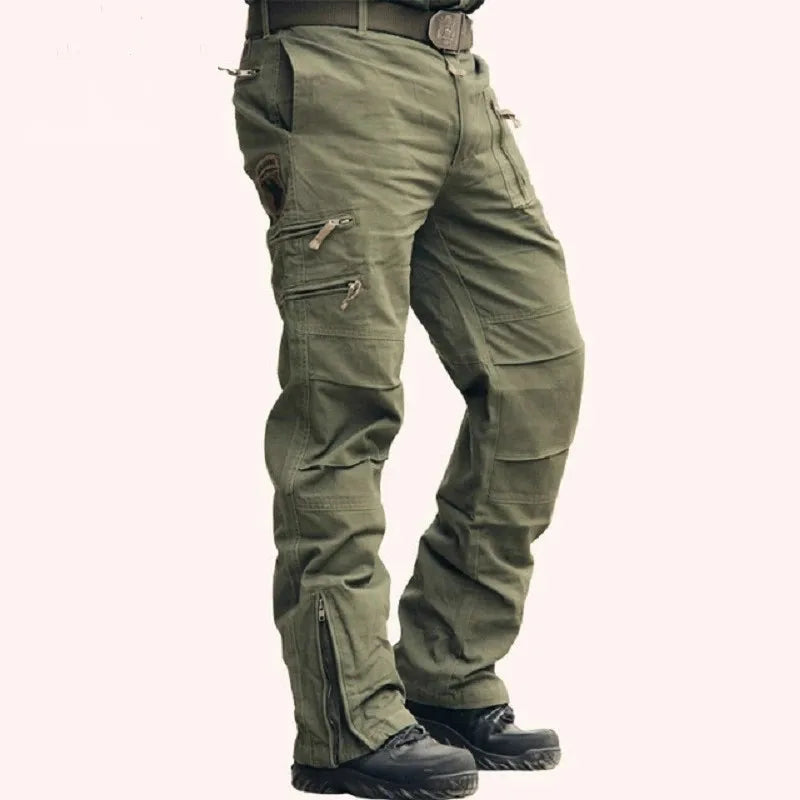 Men's Tactical Cargo Pants — Multi-Pocket Cotton Camouflage Outdoor Work Trousers