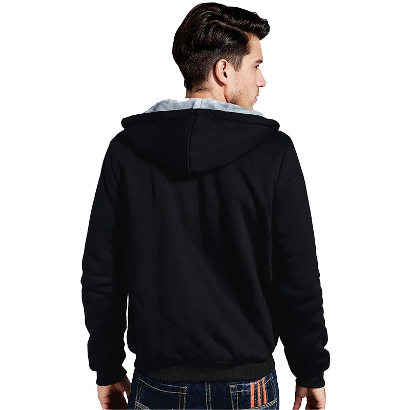 Men's Camouflage Fleece Hooded Zip Jacket – Thick Streetwear Coat for Autumn & Winter