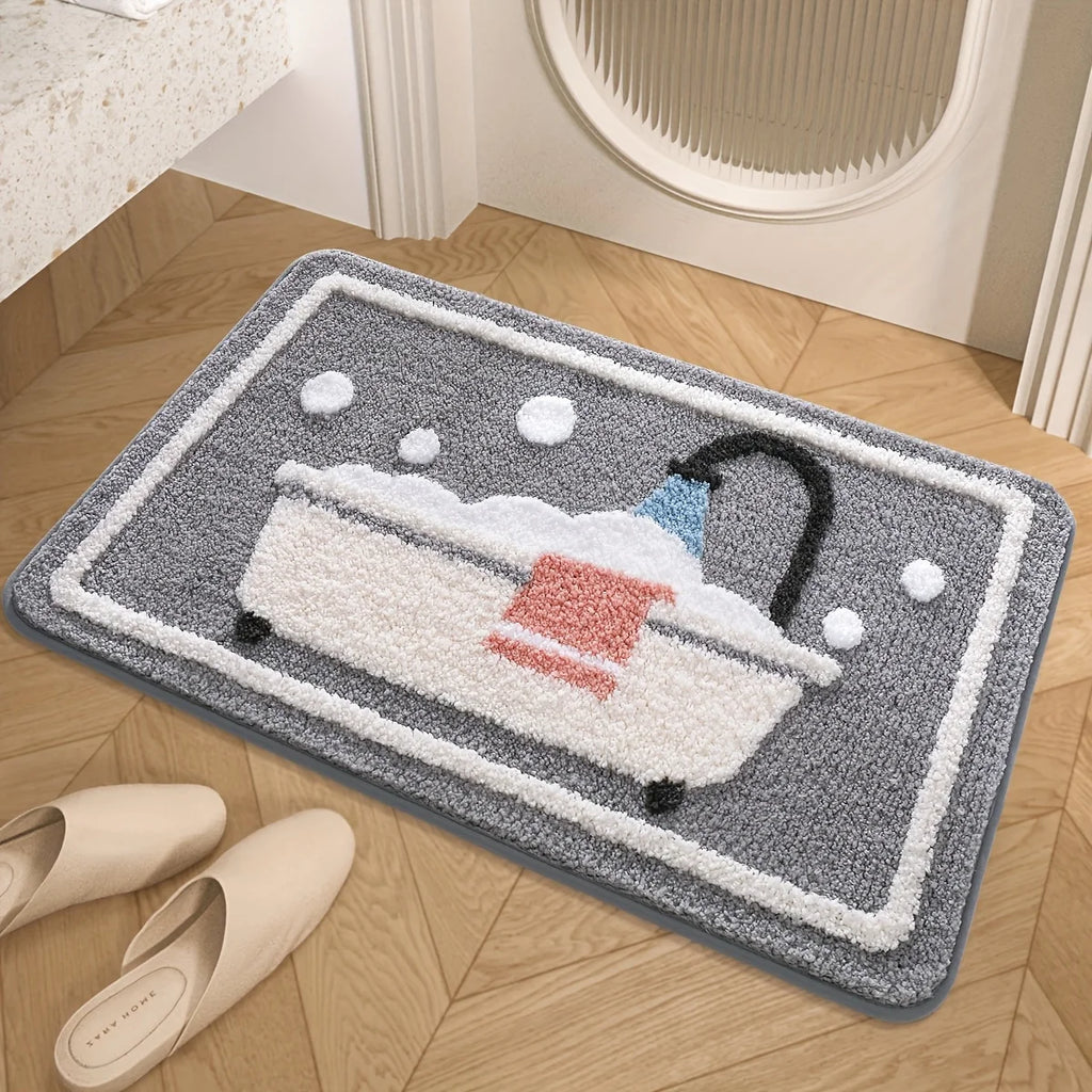 Non-Slip Knit Bath Rug – Water Absorbent Machine Washable Polyester Bath Mat
