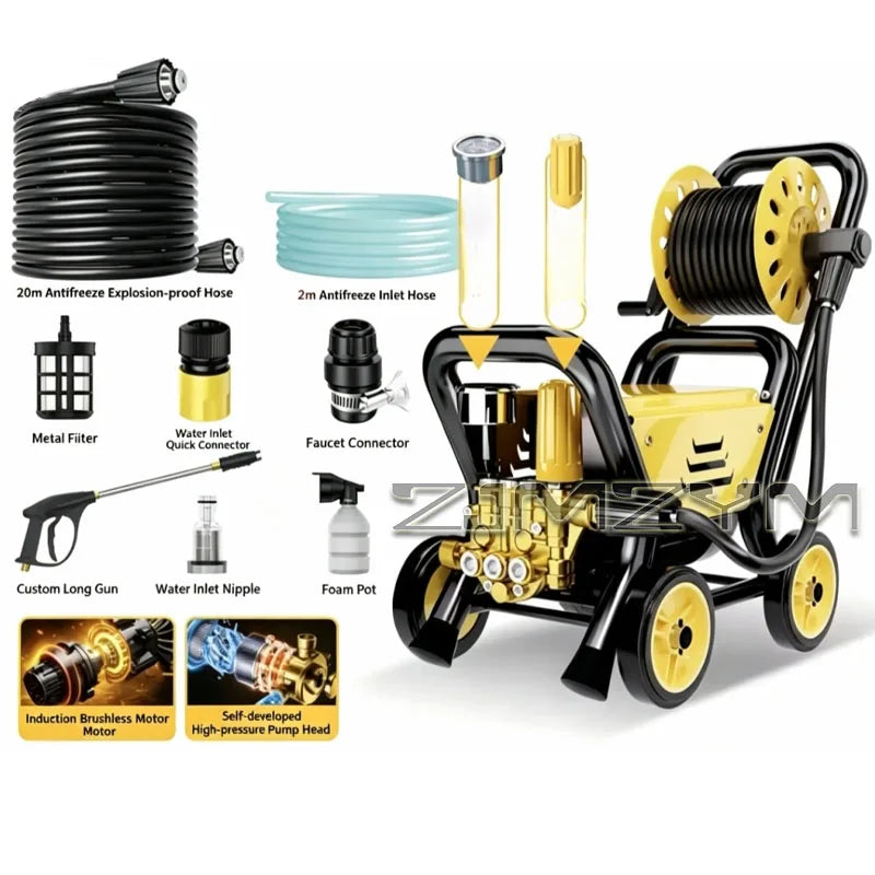 Electric High-Pressure Washer with Auto Start/Stop & Self-Priming – 10m, 15m & 20m Options