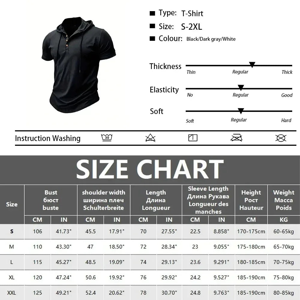 Men's Hooded Short-Sleeve Gym T-Shirt — Athletic Training Tee with Hood