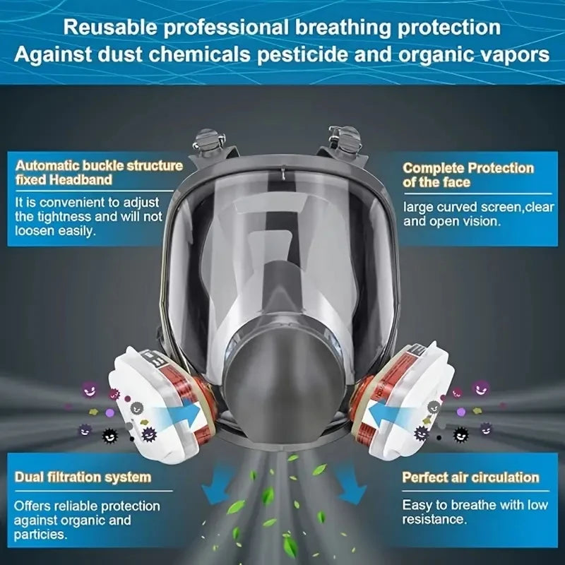 27-in-1 Industrial Full Face Gas Mask Respirator Kit
