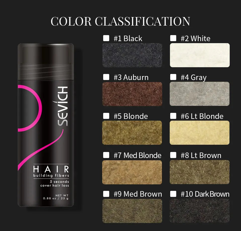 SEVICH Hair Building Fiber Set Cover Sparse Hair Or Bald Spots Hair Loss Regrowth Treatment Keratin Hair Fiber Powder Applicator