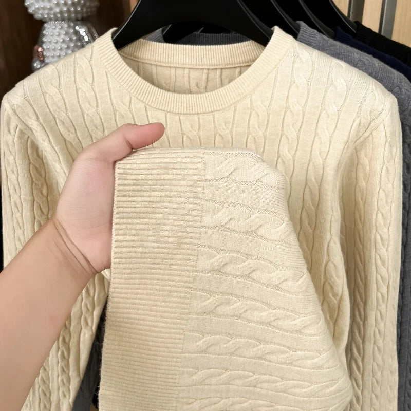 Men's Luxury Embroidery Round Neck Sweater — No-Pilling Casual Knitwear