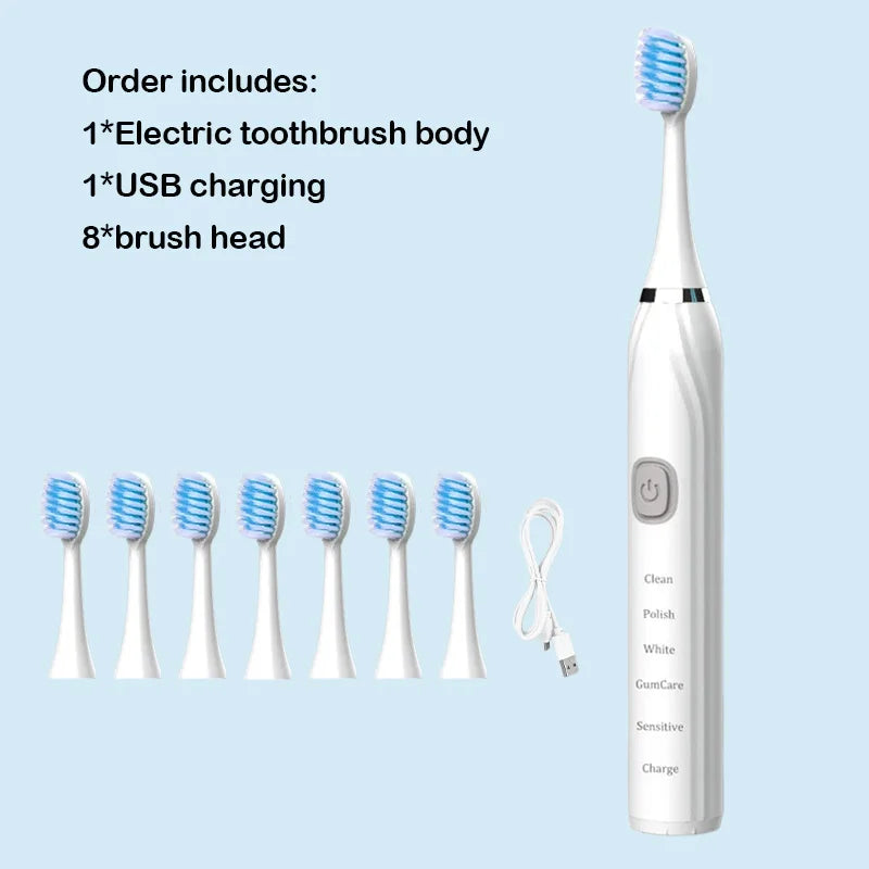 Toothink Sonic Electric Toothbrush – 5 Modes, IPX7 Waterproof, USB Rechargeable, 5+ Brush Heads