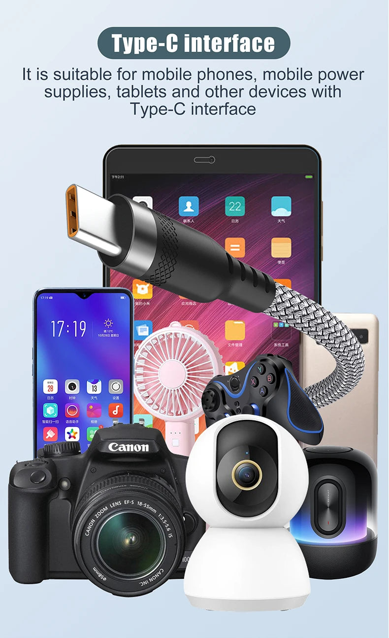 Charge Faster. Reach Further. — USB-A to USB-C 6A Super Fast Charging Braided Cable | 1m, 1.5m, 2m, 3m, 5m & 8m, CE Certified