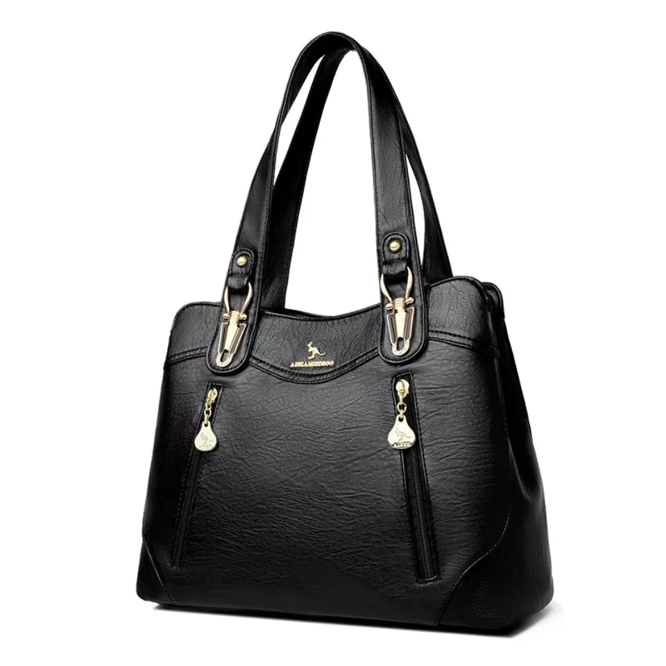 VANDERWAH Bark Pattern Microfiber Leather A4 Tote Bag – Luxury Designer Shoulder Handbag for Women