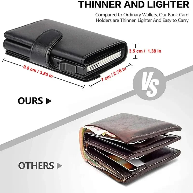 RFID Microfiber Leather Men's Trifold Wallet – Slim Card Holder with Coin Pocket