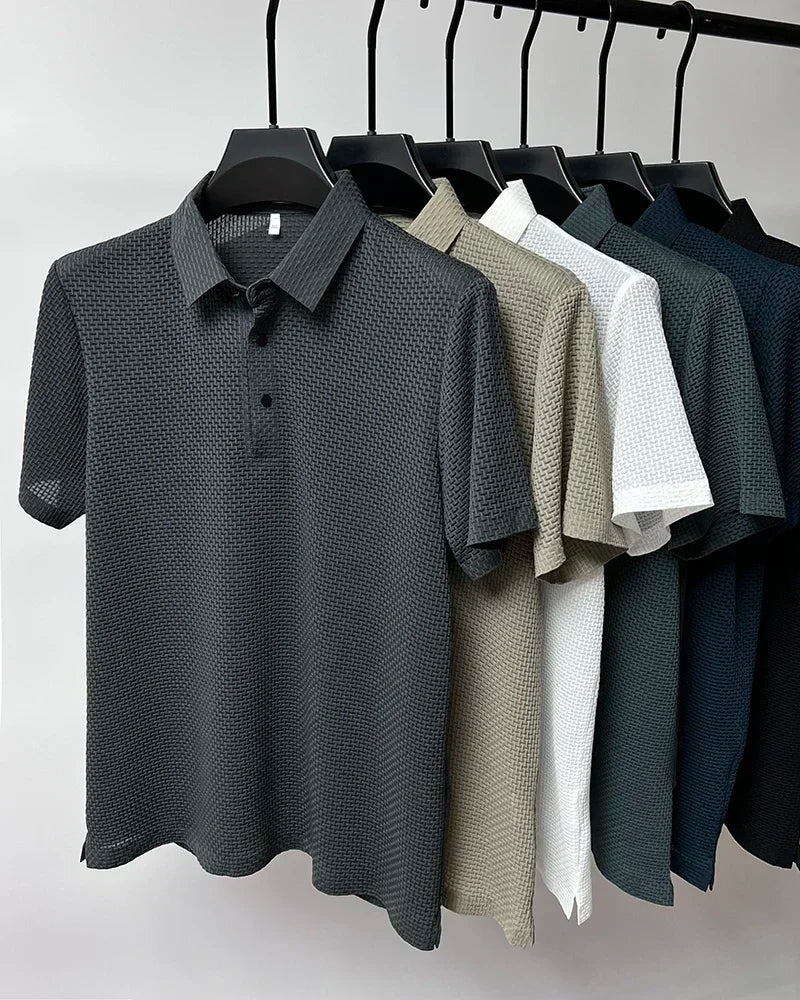 Men's Ice Silk Breathable Polo Shirt — Business Casual Short Sleeve Summer Top