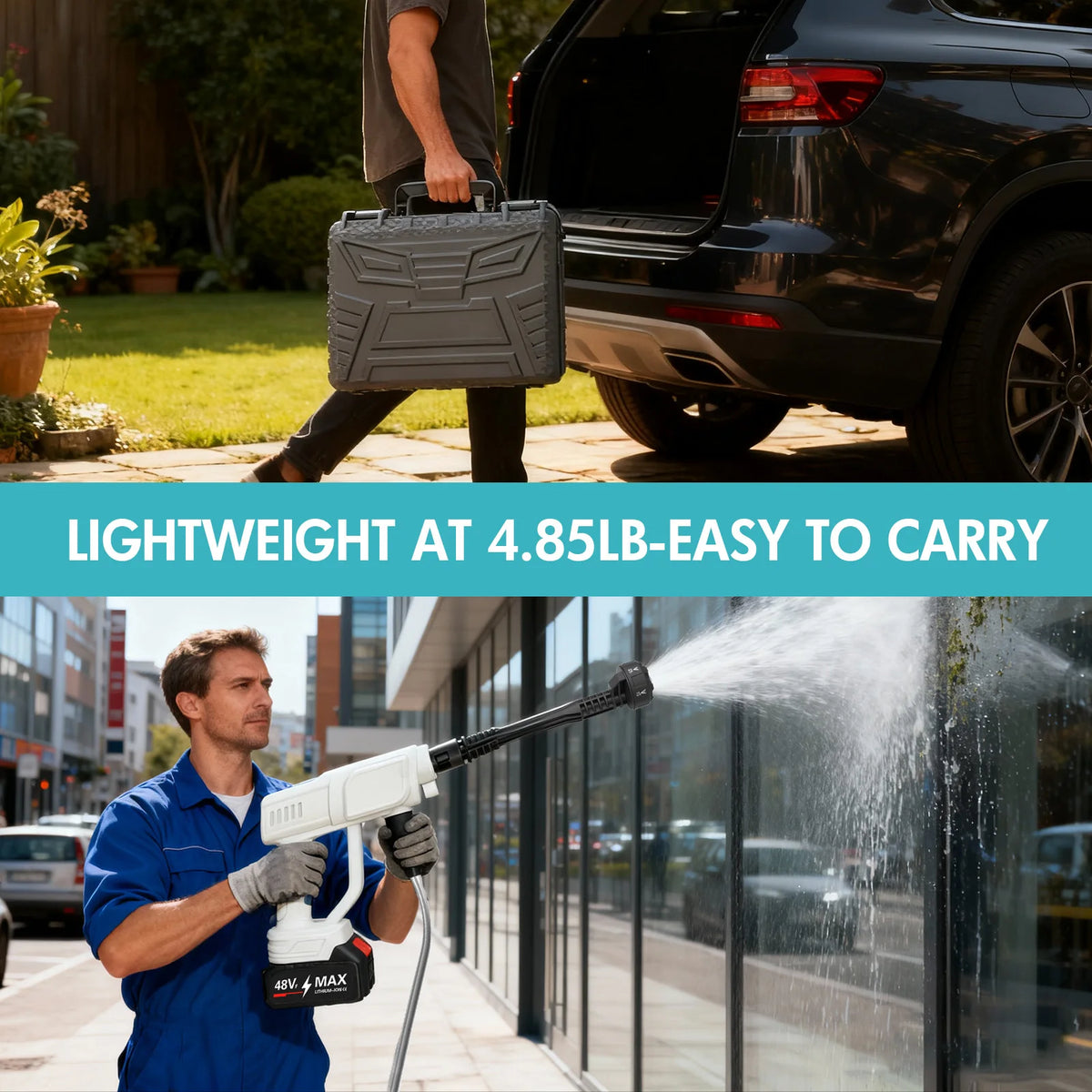 Cordless Pressure Washer – 21V, 6-in-1 Nozzle & Foam Kit