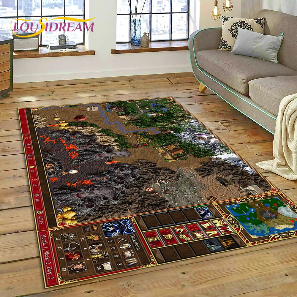 Heroes of Might & Magic Retro Gaming Rug – Non-Slip Floor Mat for Living Room, Bedroom & Sofa, 27 Designs & 9 Sizes
