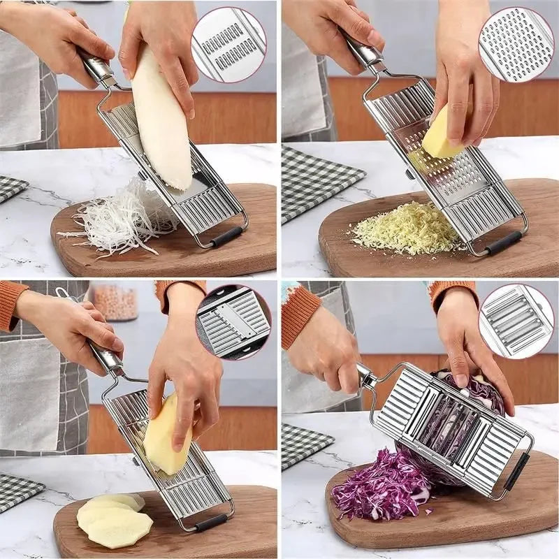 Manual Vegetable Slicer & Grater with Interchangeable Blades