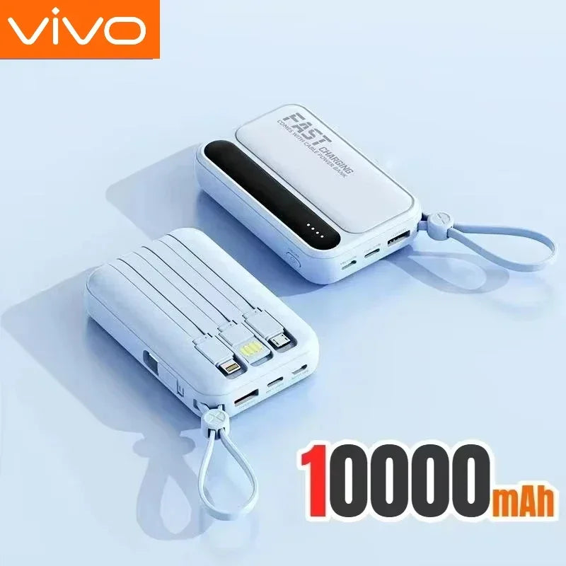 VIVO 500000mAh Power Bank – Built-in 4 Cables Super Fast Charging Portable External Battery 2026