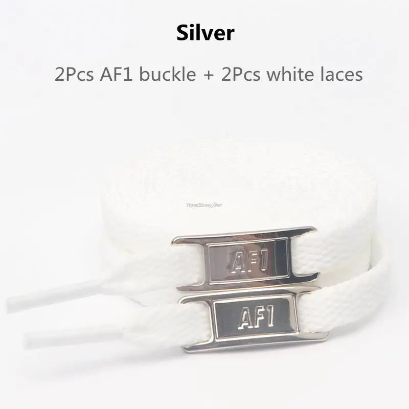 AF1 Shoelaces Combination Set — White Flat Laces & Shoe Decoration for Air Force One Sneakers