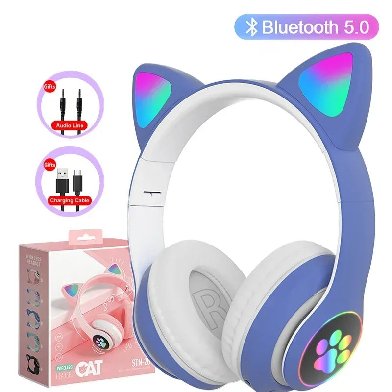 Cat Ears Bluetooth Headphones — Stereo Gaming Headset with Mic