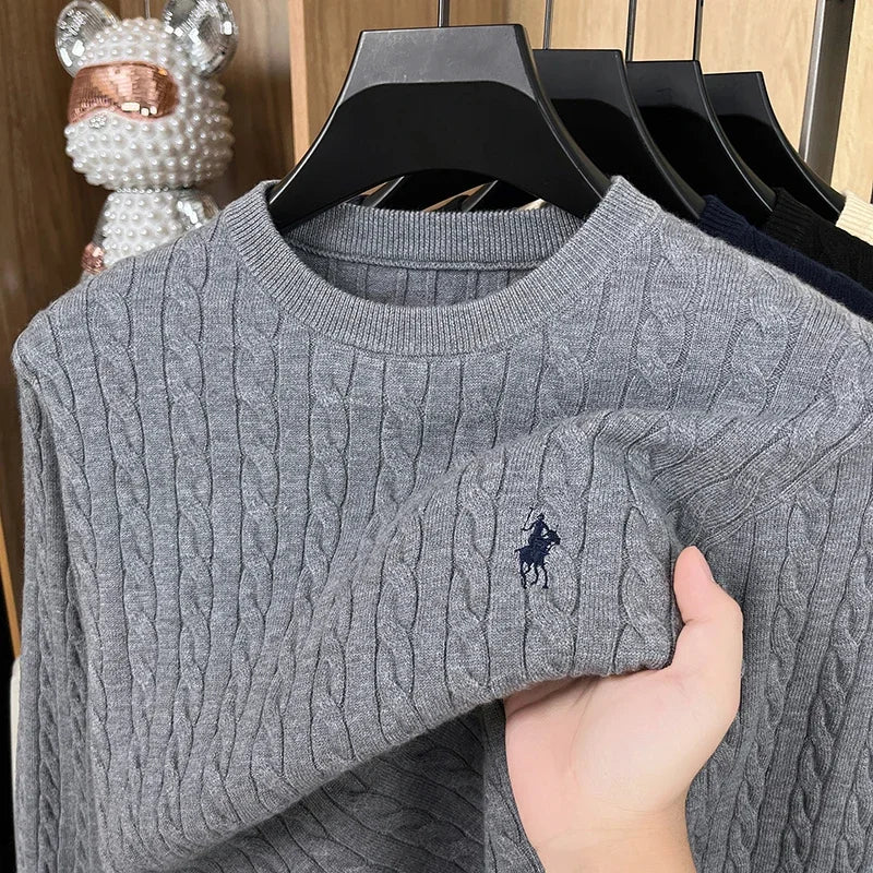 Men's Luxury Pony Embroidery Knit Sweater — Premium Detail Knitwear