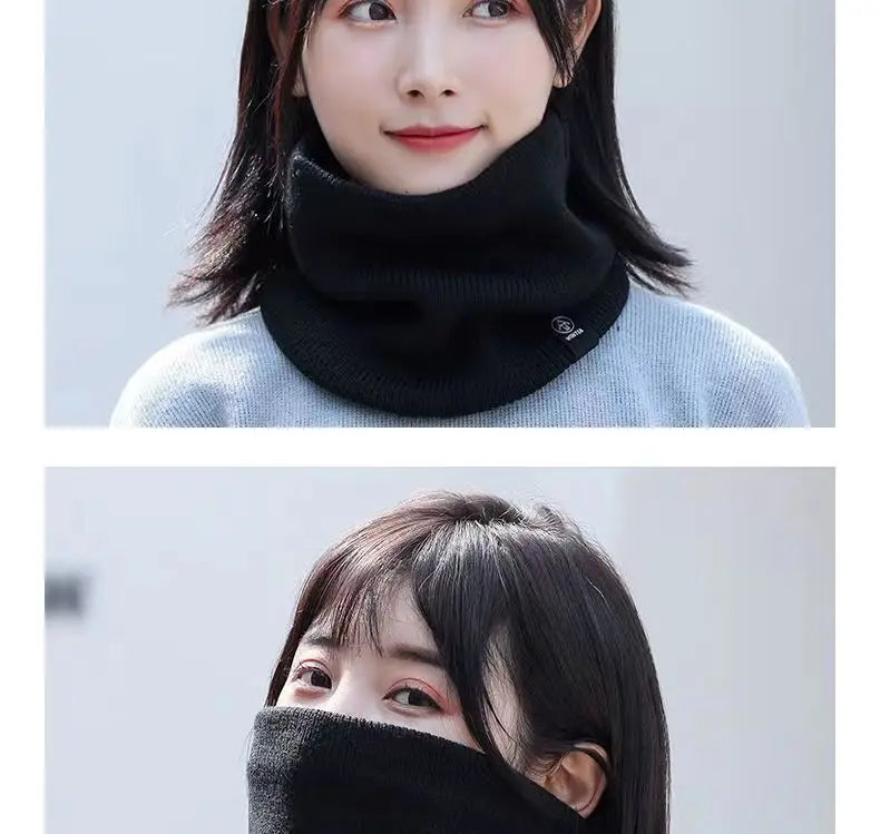 Knitted Winter Neck Warmer Scarf — Thick Fleece-Lined Unisex Face Cover