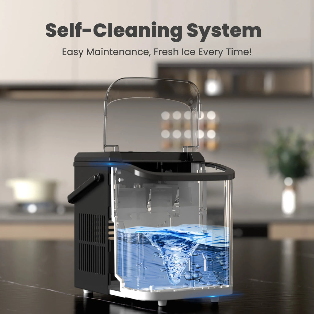 Portable Countertop Ice Maker — 9 Bullet Ice Cubes in 6 Min, Self-Cleaning, Quiet