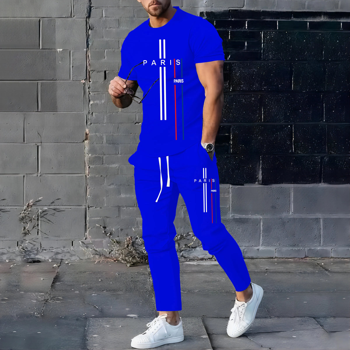 Men's Football Sport T-Shirt & Pants Set – Casual Short Sleeve Jogging Fitness Suit