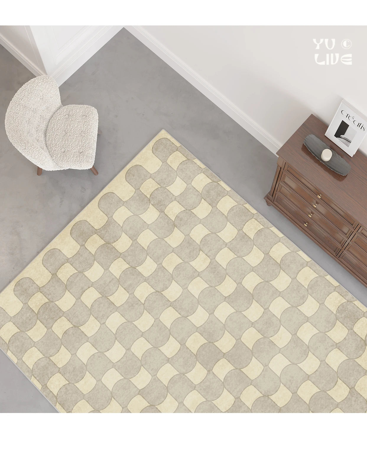 French Retro Checkerboard Plush Rug – Large Area Plaid Carpet for Bedroom & Living Room, 20 Styles & 10 Sizes