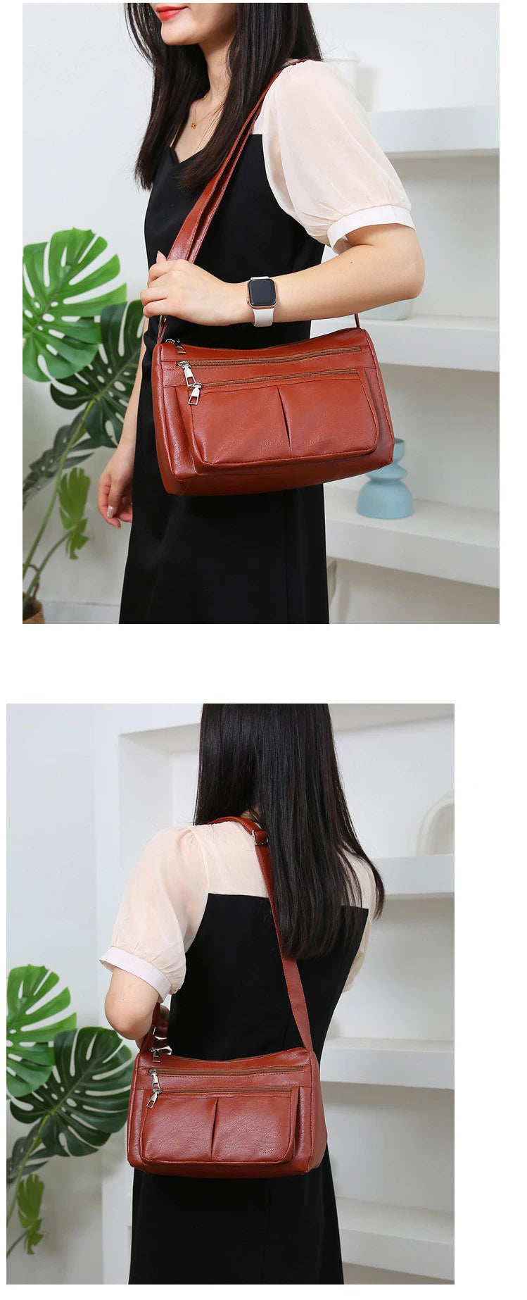Korean Soft Leather Crossbody Shoulder Bag – Luxury Designer Tote for Women
