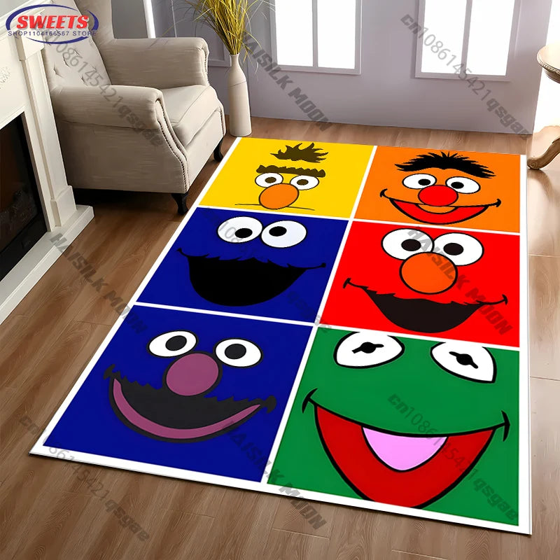 Sesame Street Theme Carpet Rug – Non-Slip Kids Play Mat for Living Room, Bedroom & Doormat, 17 Styles & 15 Sizes