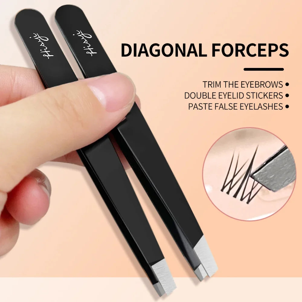 HISYI Stainless Steel Slanted Eyebrow Tweezers