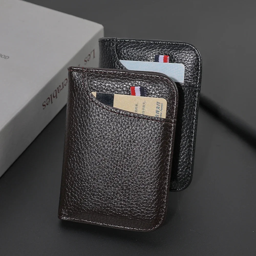 Super Slim PU Leather Card Wallet – Portable Mini Credit Card Holder for Men & Women