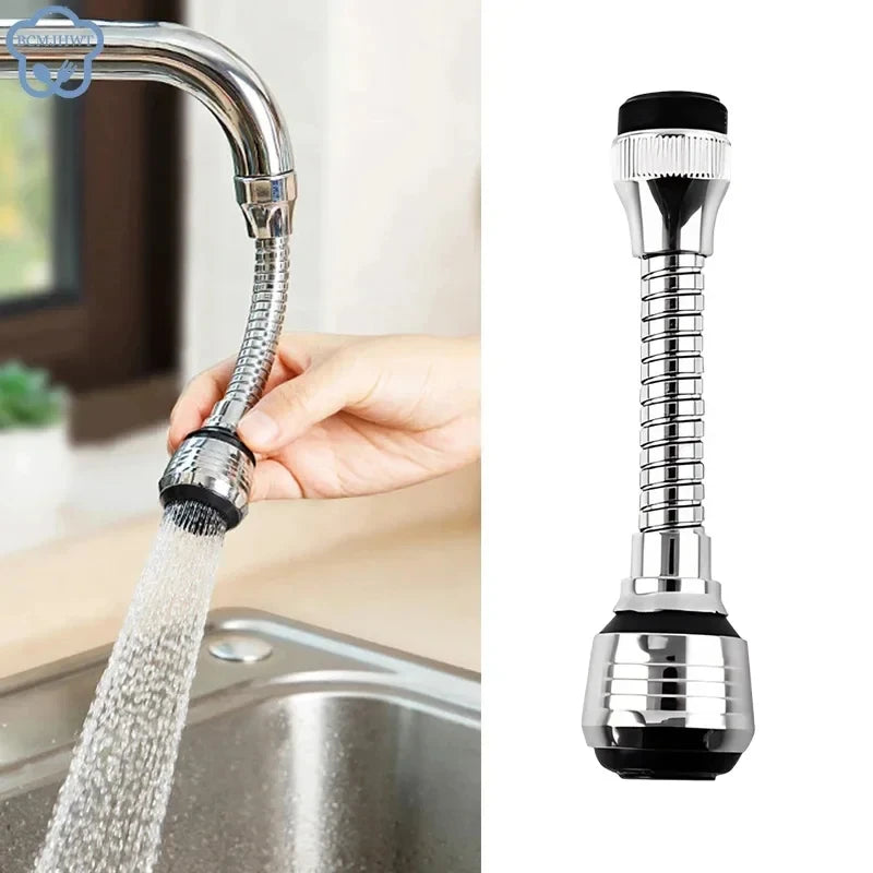 Less Splash. Less Waste. — Stainless Steel Faucet Sprinkler & Water-Saving Extender | Rotating, Splash-Proof, Easy Install, Kitchen & Bathroom