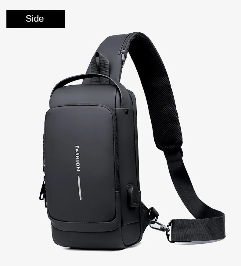 Men's Anti-Theft PU Leather Crossbody Bag – Multifunctional Shoulder & Chest Bag