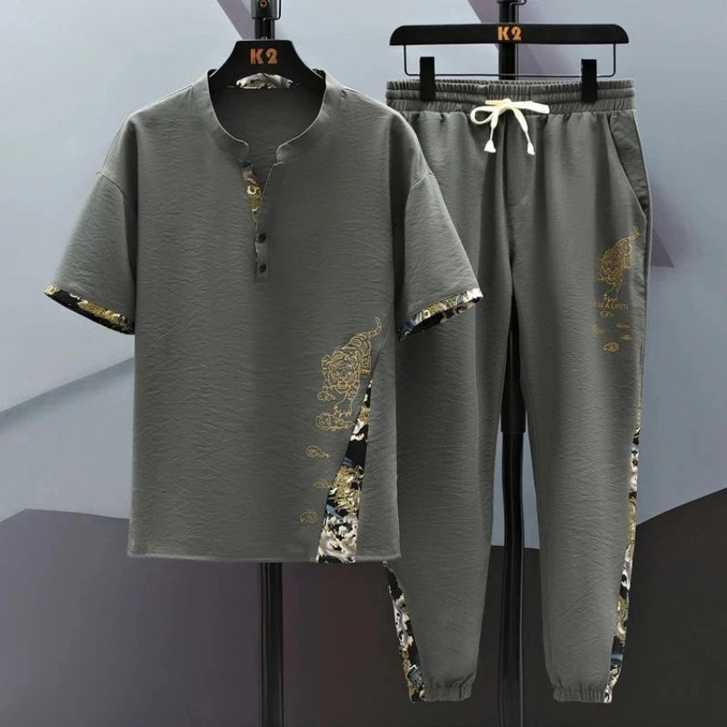 Men's Cotton Shirt & Trousers 2-Piece Set – High Quality Summer Fashion Suit M–4XL